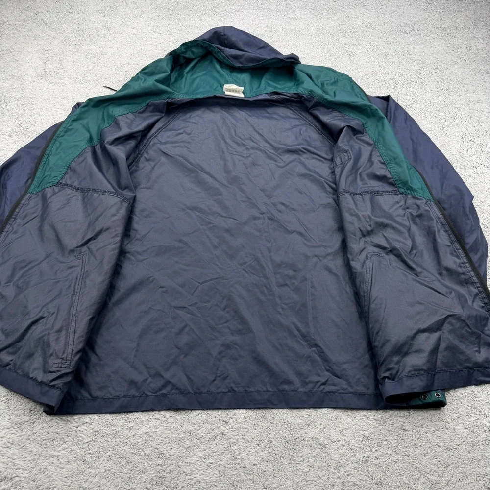 Helly Hansen Rain Jacket Mens Large Blue Hooded Zip Pocket Windbreaker 90s VTG